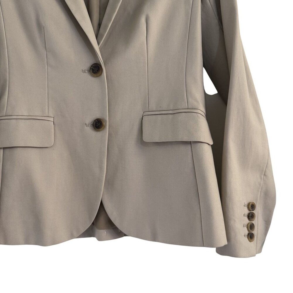 J. Crew Womens Beige Long Sleeve Lapel Collar Button front Blazer Suit Jacket 0 - Picture 3 of 7